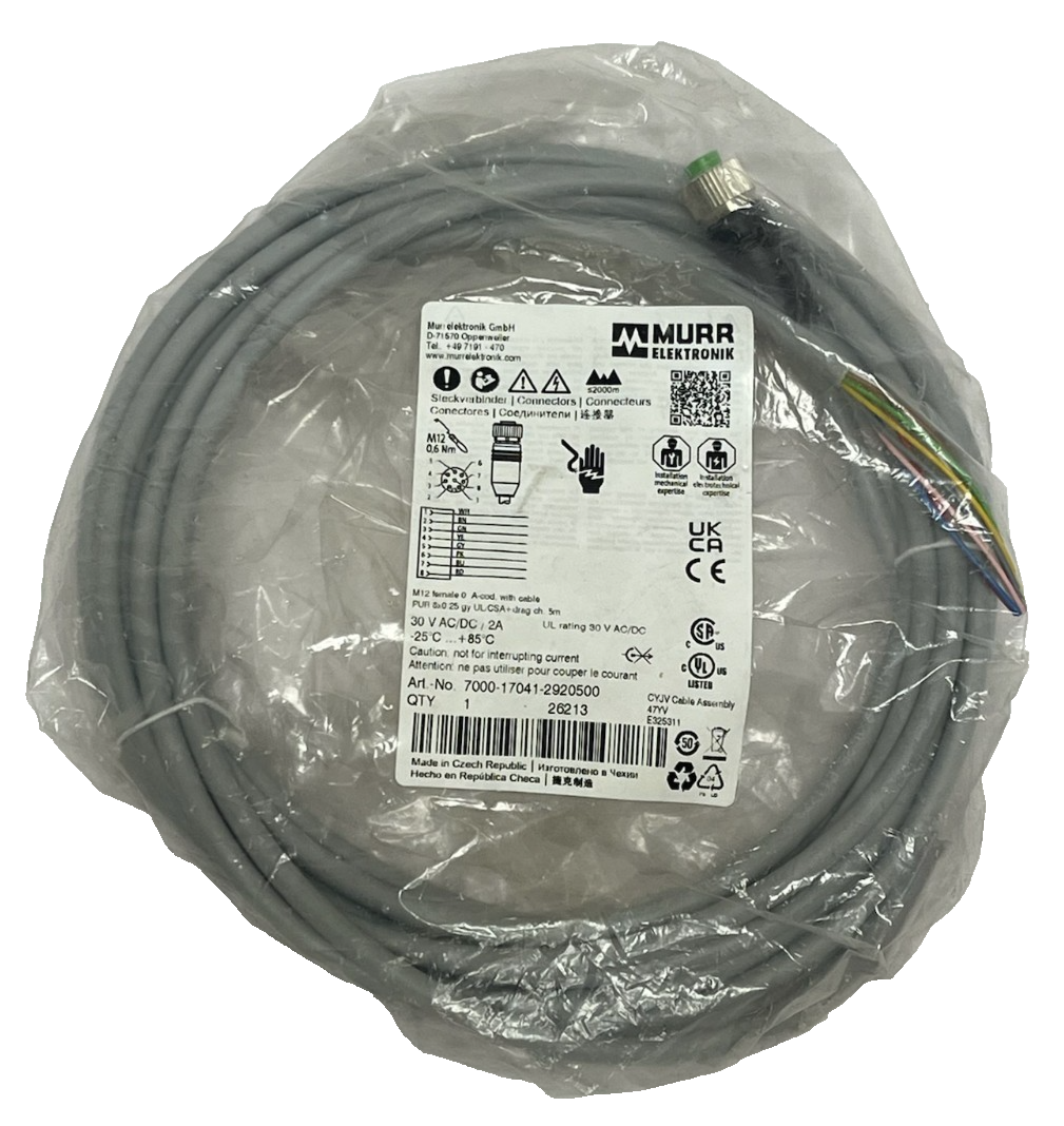Used Murrelektronik 7000-17041-2920500 M12 Female Straight Cable 5m NEW