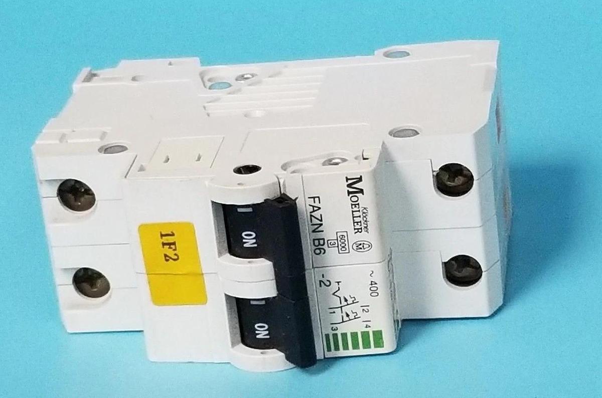 Used KLOCKNER MOELLER FAZN-B6-2 CIRCUIT BREAKER 6AMP 2POLE 277/480VAC FAZNB62