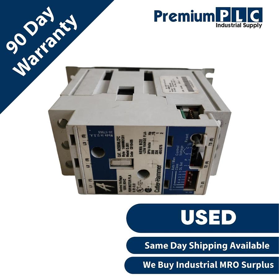Used USED EATON CUTLER-HAMMER W200MLCFC SIZE 1 NON-REVERSING STARTER 1A96682R01
