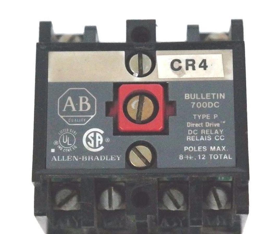 Used ALLEN BRADLEY 700DC-P400Z24 DC RELAY SER. A, TYPE P, 24VDC, PD714 COIL