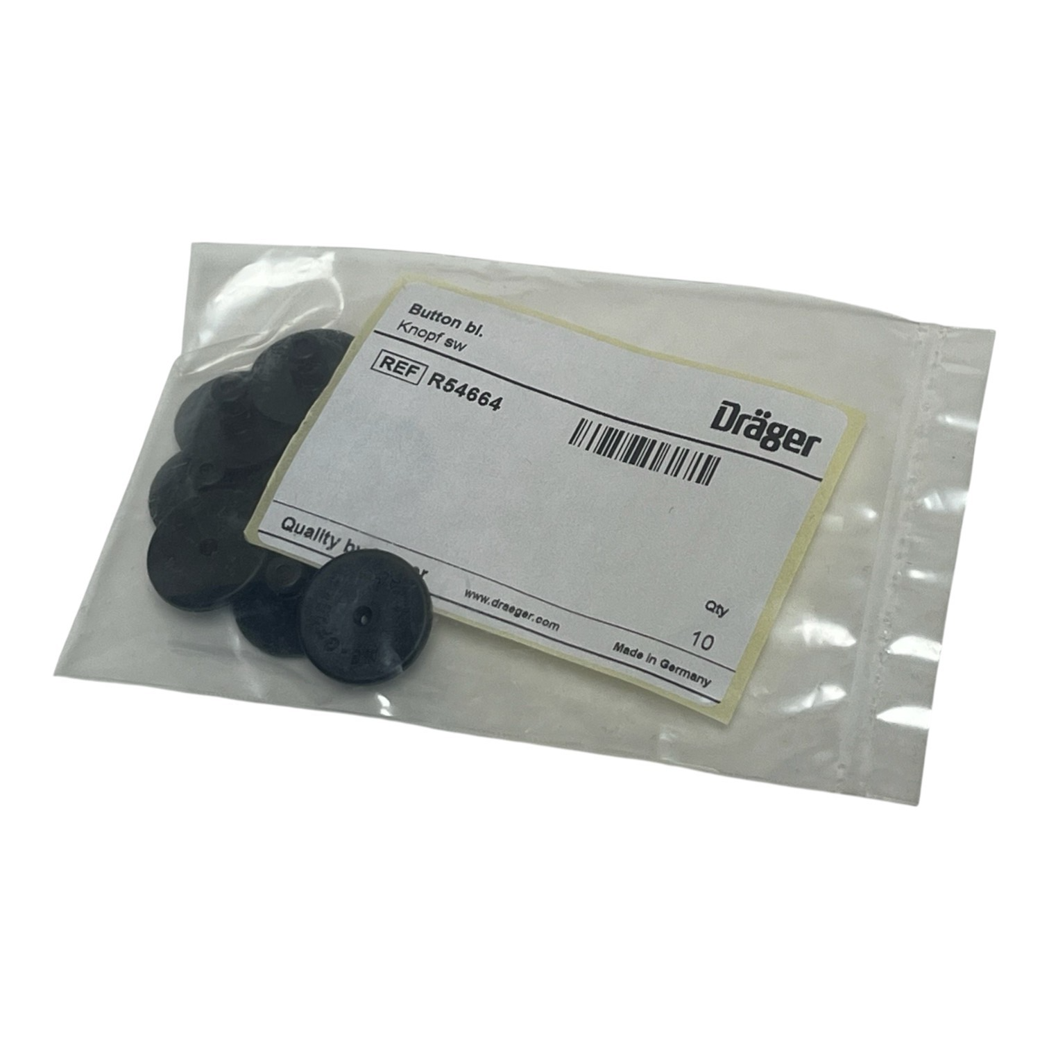 Lot of 10 Dräger R54664 Button Black for FPS 7000 Mask - New Sealed Bag