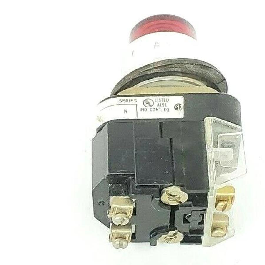 Used ALLEN BRADLEY 800T-PB16 PUSH BUTTON SER. N W/ 800T-XA SER. C CONTACT BLOCK