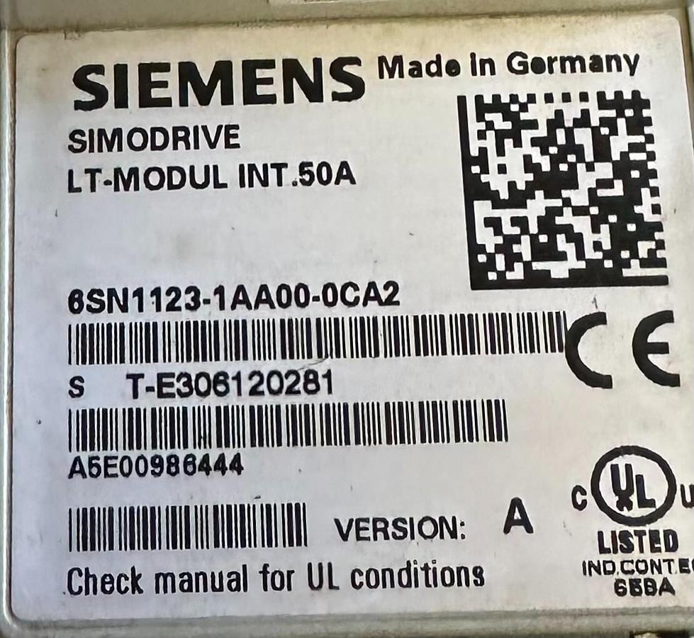 Used SIEMENS 6SN1123-1AA00-0CA2 / 6SN11231AA000CA2 SIMODRIVE POWER LT-MODULE Ver. A