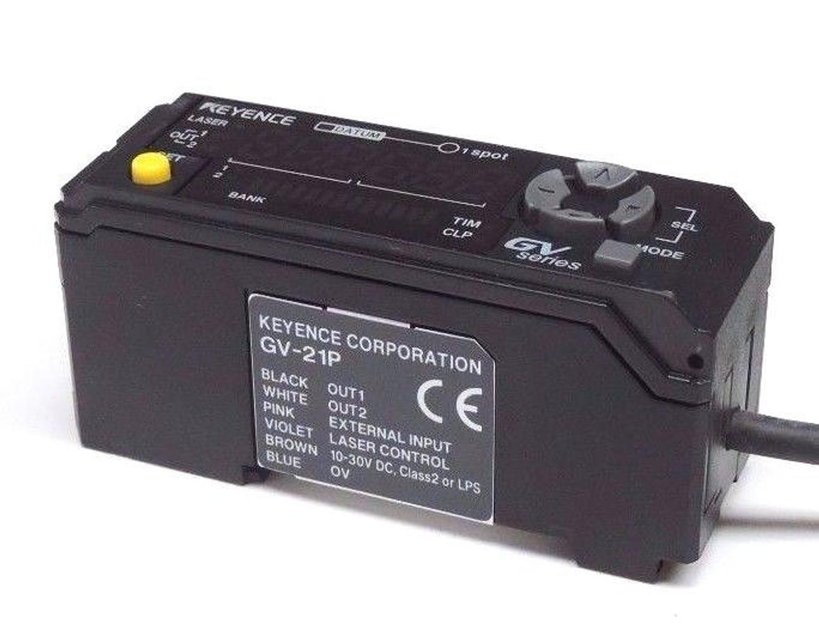 Used KEYENCE GV-21P LASER SENSOR AMPLIFIER GV SERIES, 10/30VDC, GV21P