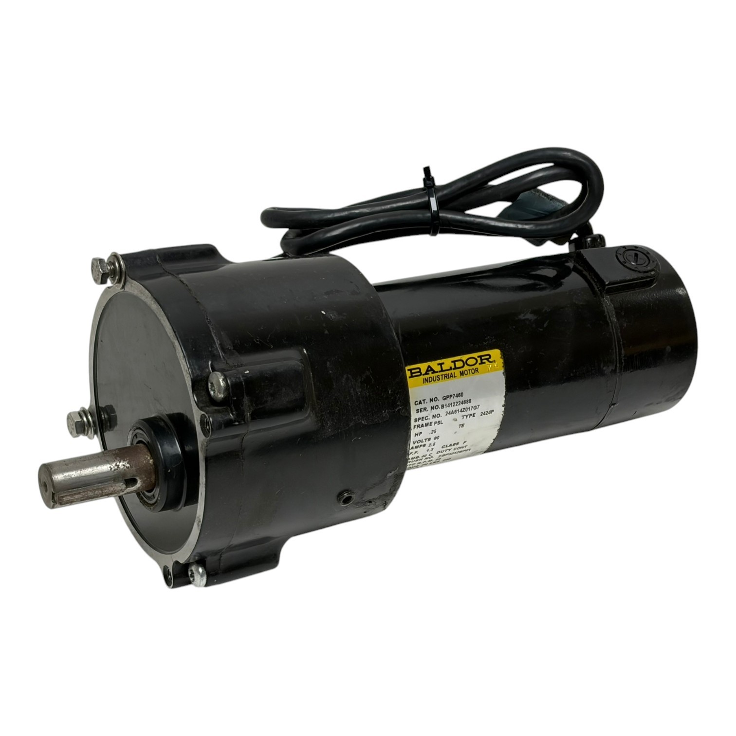 Used Baldor GPP7460 1/4HP Parallel Shaft 90VDC Gearmotor 50 RPM Torque 250 Lb-In