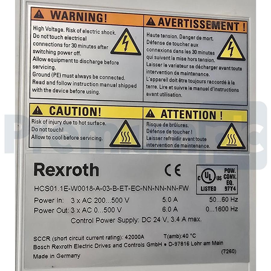 Used REXROTH HCS01.1E-W0018-A-03-B-ET-EC-NN-NN-NN-FW IndraDrive CONVERTER R911325247