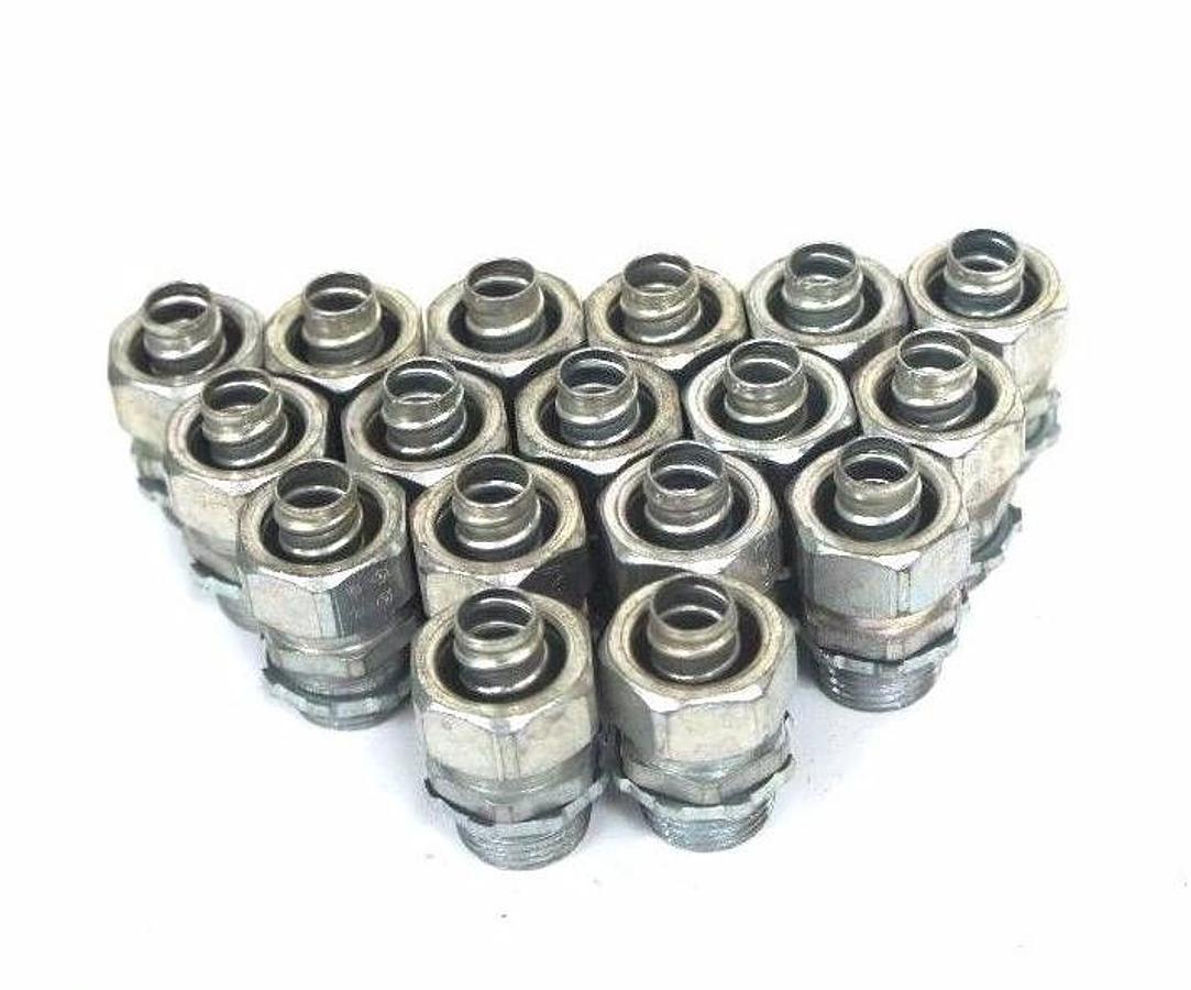 Used LOT OF 17 NEW THOMAS & BETTS 1/2" NPT X 1/2" TUBE CONNECTOR FITTINGS