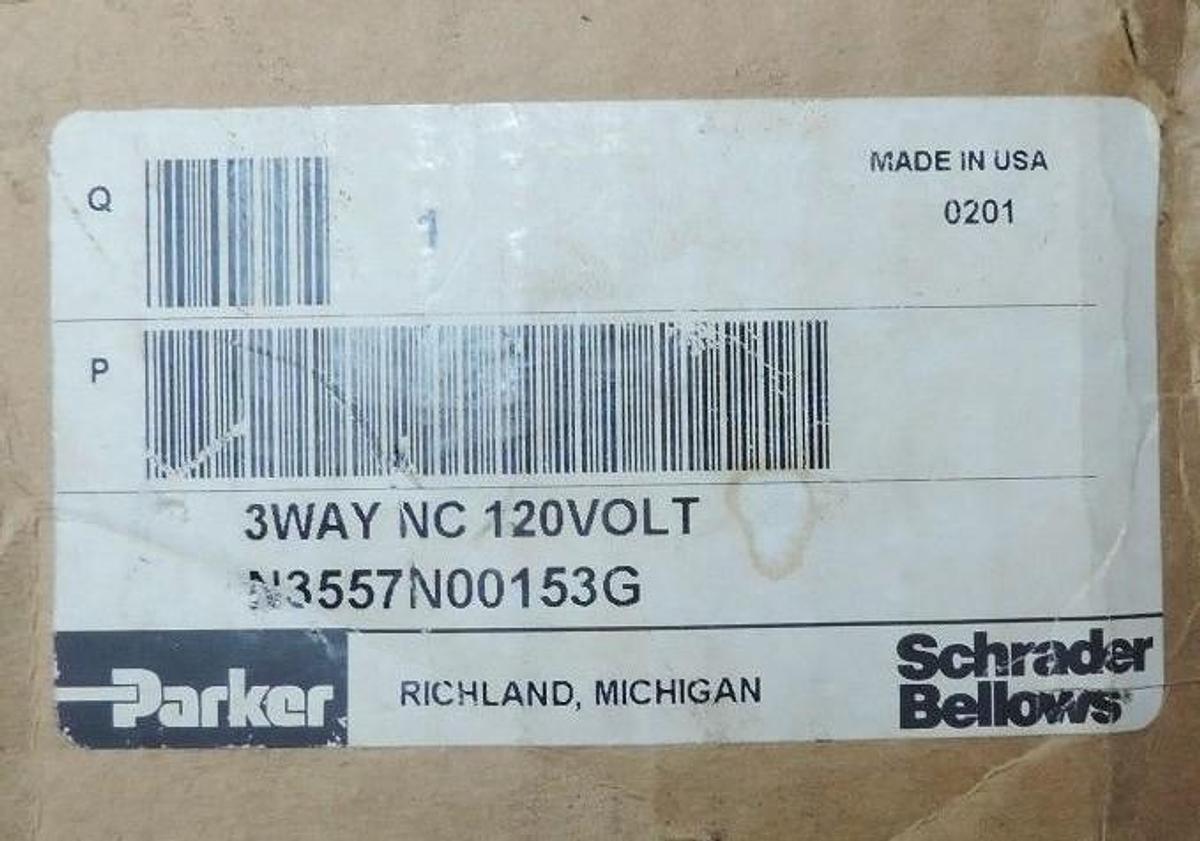 NIB PARKER N3557N00153G 3WAY NC VALVE 120 VOLT K065N03553G