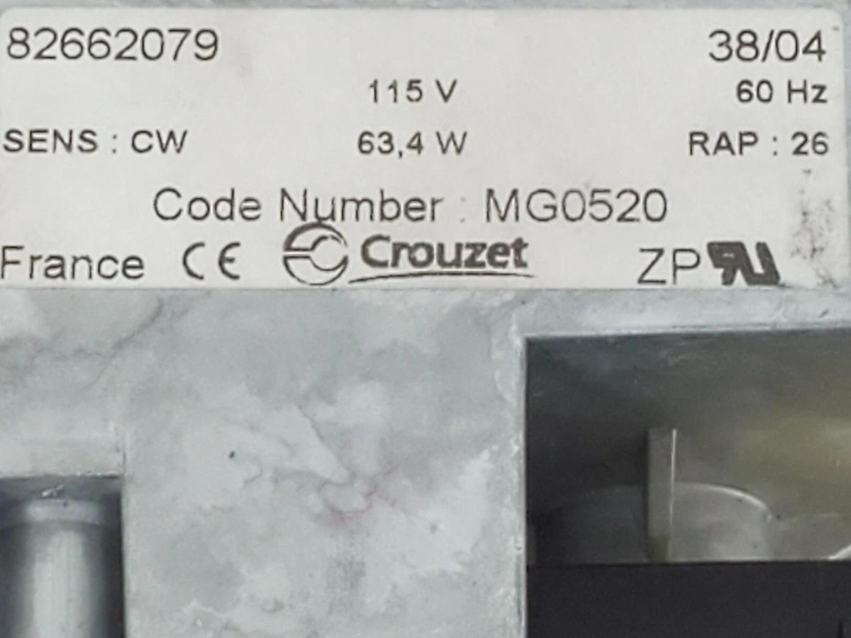 NEW CROUZET 82662079 MOTOR CODE NO. MG0520 38/04 115V 60HZ SENS: CW 63,4W RAP 26