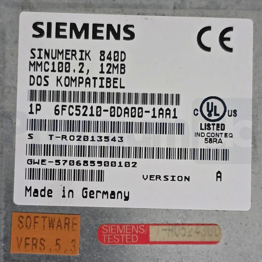 Used Siemens 6FC5210-0DA00-1AA1 Sinumerik 840D MMC100.2 12MB Module Vers 5.3 USPI