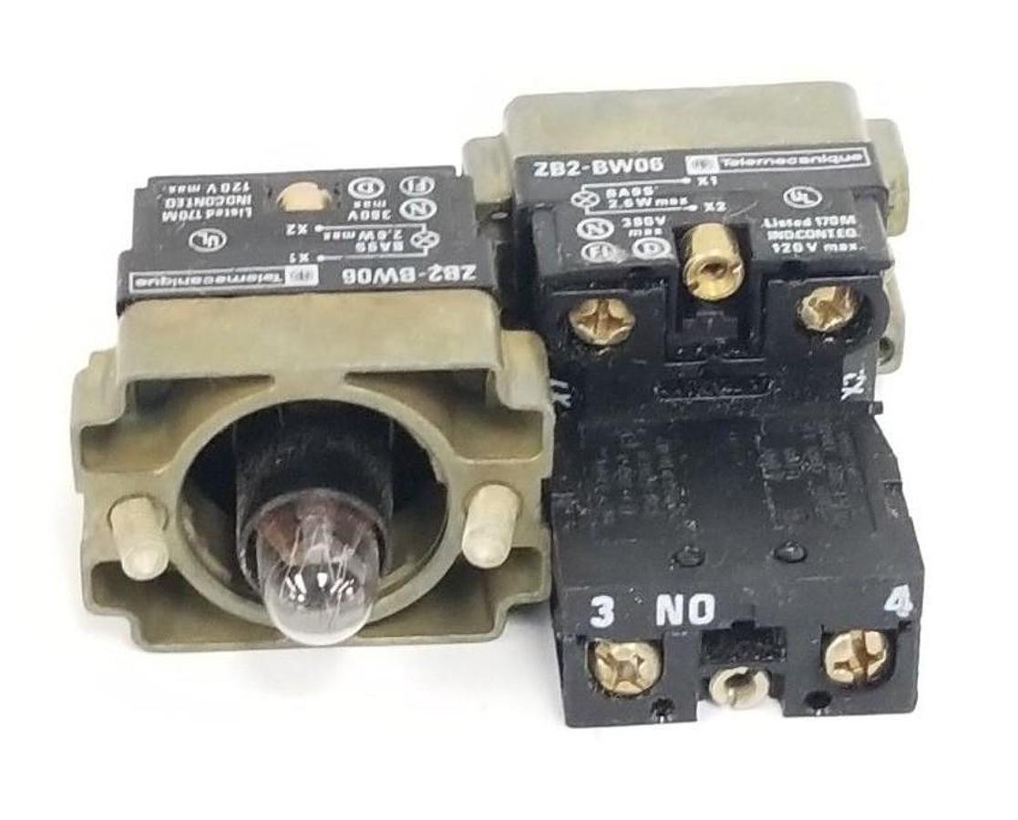 LOT OF 2 NEW TELEMECANIQUE ZB2-BW061 LIGHT MODULE ASSEMBLIES, ZB2BW061, ZB2-BE10