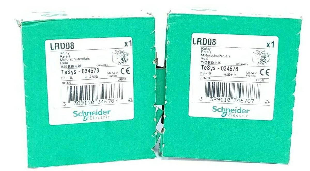LOT OF 2 NIB SCHNEIDER ELECTRIC LRD08 RELAYS 2.5-4A