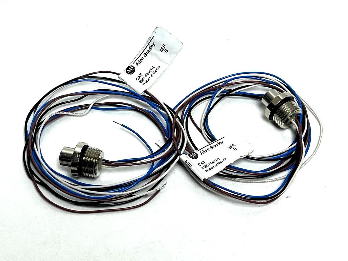Lot of 2 Allen-Bradley 888D-F4AC1-1 DC Micro Receptacle 4-Pin Female 1M Ser B