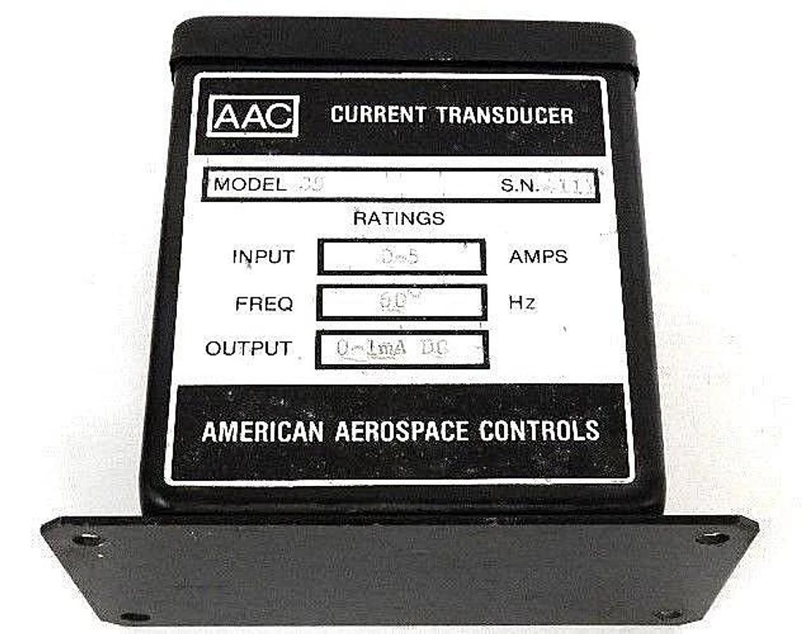 Used AMERICAN AEROSPACE CONTROLS AAC MODEL C5 CURRENT TRANSDUCER 0-5 AMPS, 60HZ