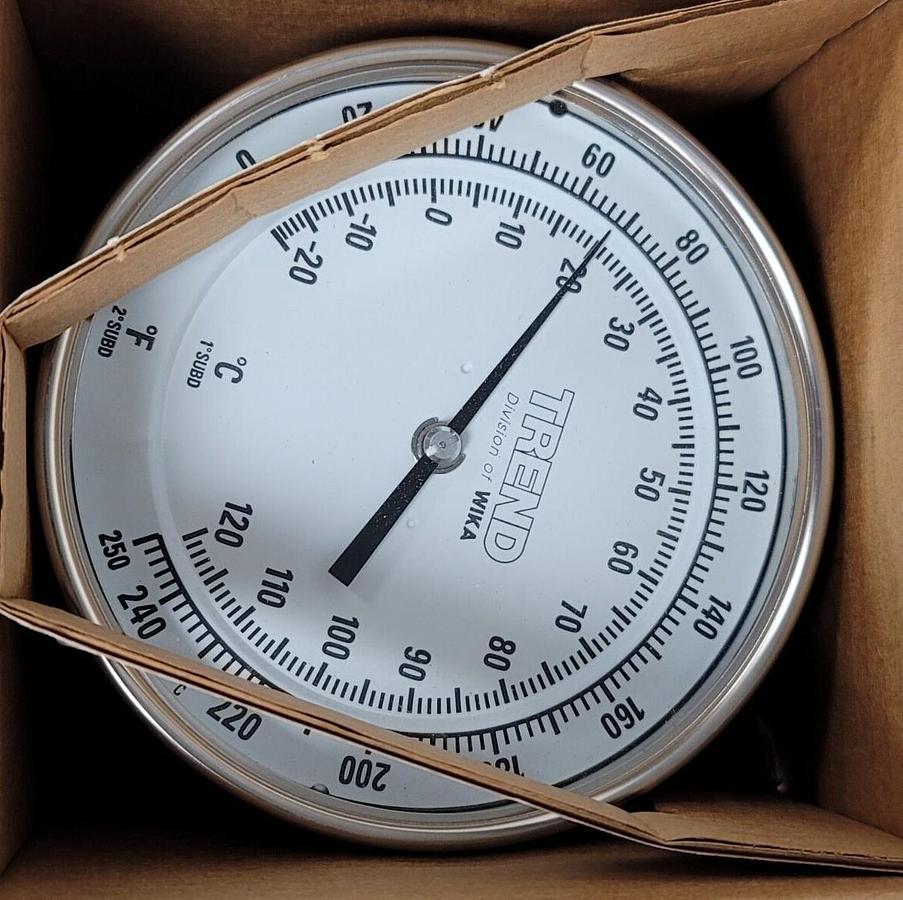 Used NEW TREND INSTRUMENTS WIKA MODEL 52 5'' BIMETAL THERMOMETER 1/2''NPT