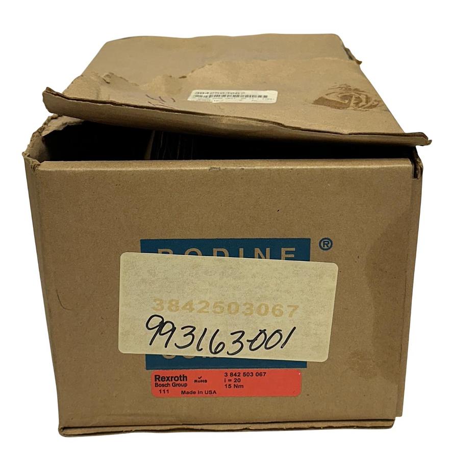 Used BODINE / REXROTH 3842503067 SLIP-ON GEAR REDUCER 20:1 RATIO 15Nm OEM NSMP