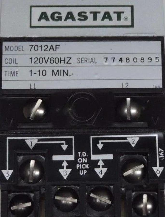 NEW AGASTAT 7012AF TIMING RELAY 1-10 MIN. 120V 60HZ COIL 7012-AF