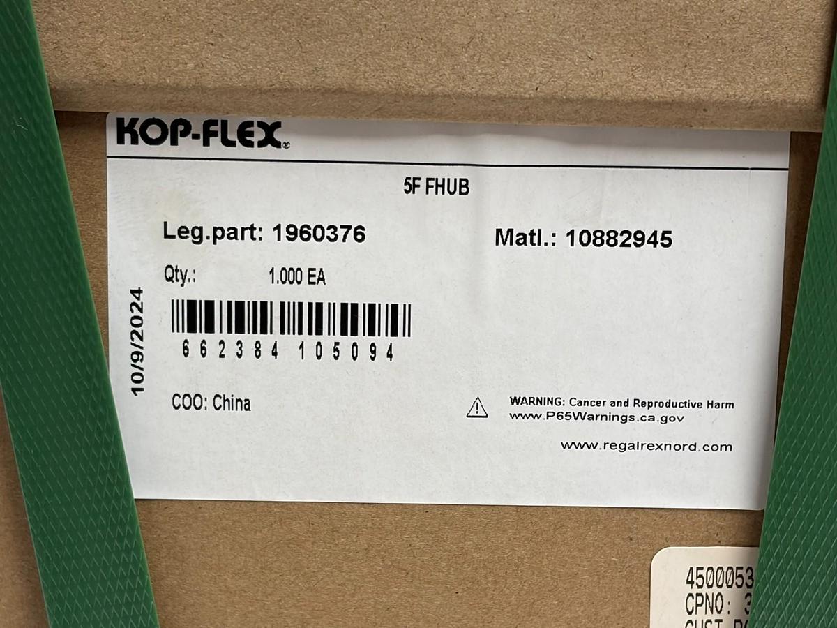 Used Kop-Flex 1960376 FASTS Gear Coupling Hub Size 5 5F FHUB New Surplus