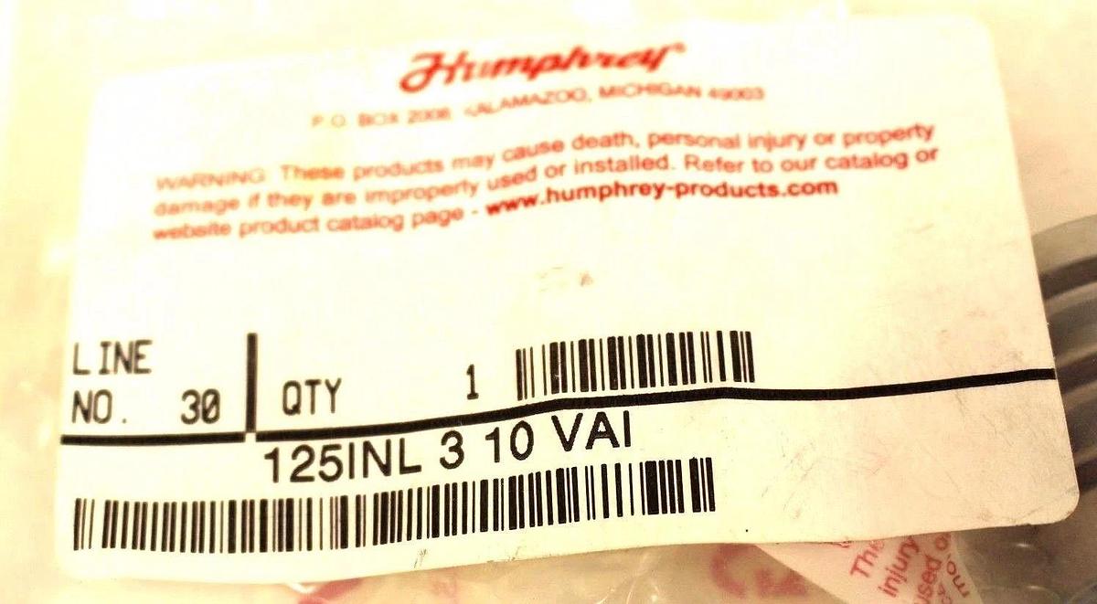 Used NEW HUMPHREY 125INL 3 10 VAI CARTRIDGE INSERT VALVE 3-WAY 1/8" 125INL310VAI