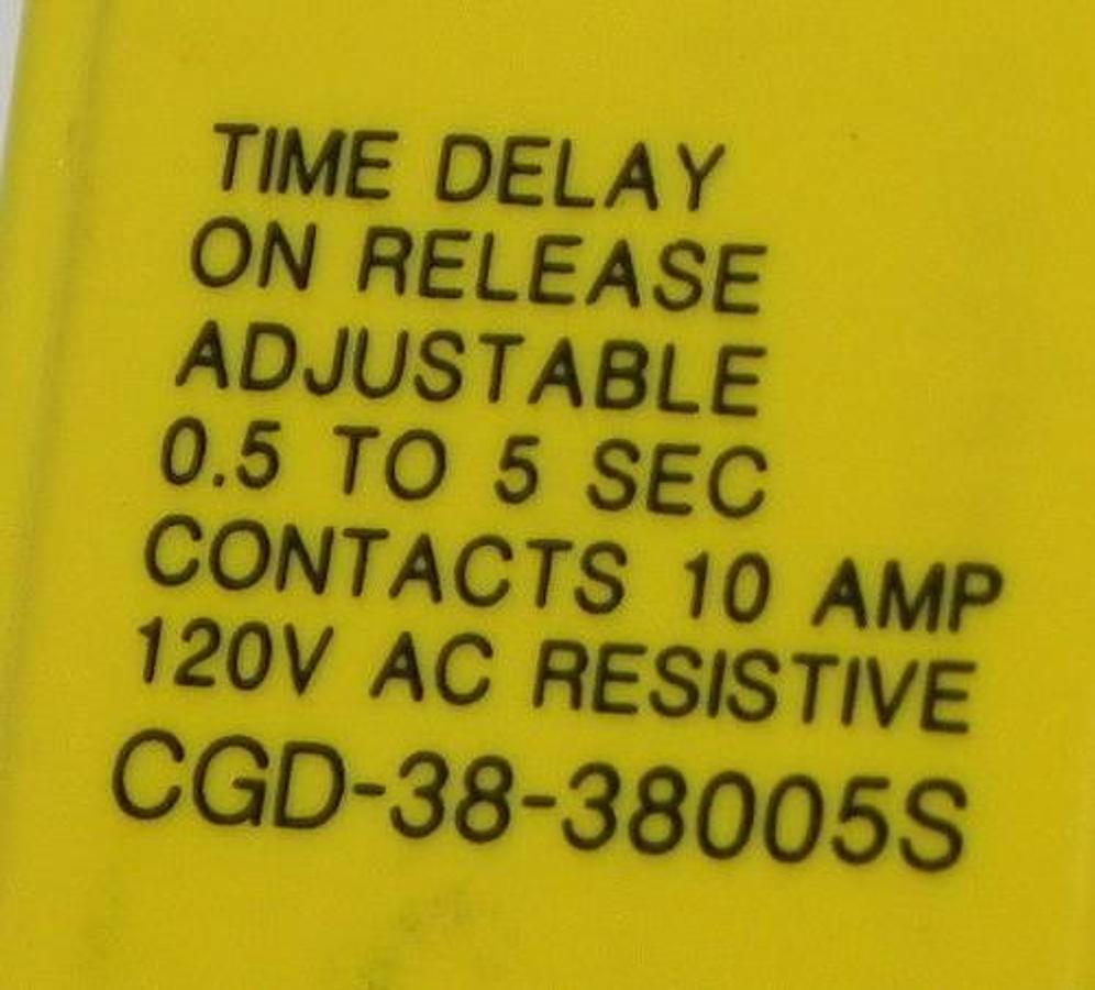 Used POTTER & BRUMFIELD CGD-38-38005S TIME DELAY RELAY 0.5 TO 5 SEC 120V AC, 10 AMP