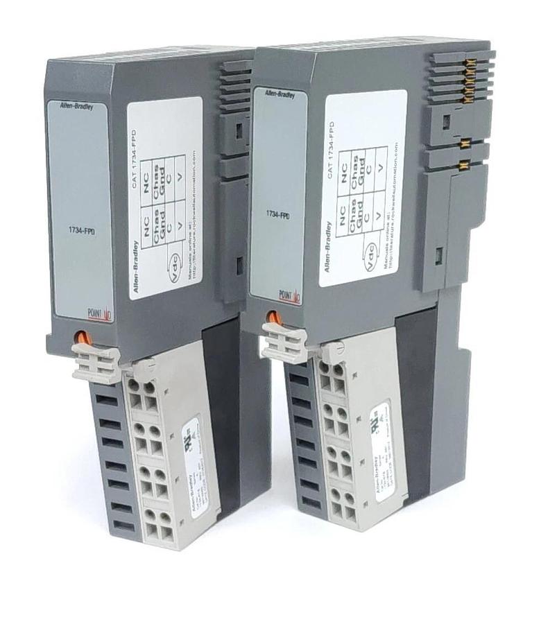 Used LOT OF 2 ALLEN BRADLEY 1734-FPD SER. B FIELD POWER DISTRIBUTOR MODULES