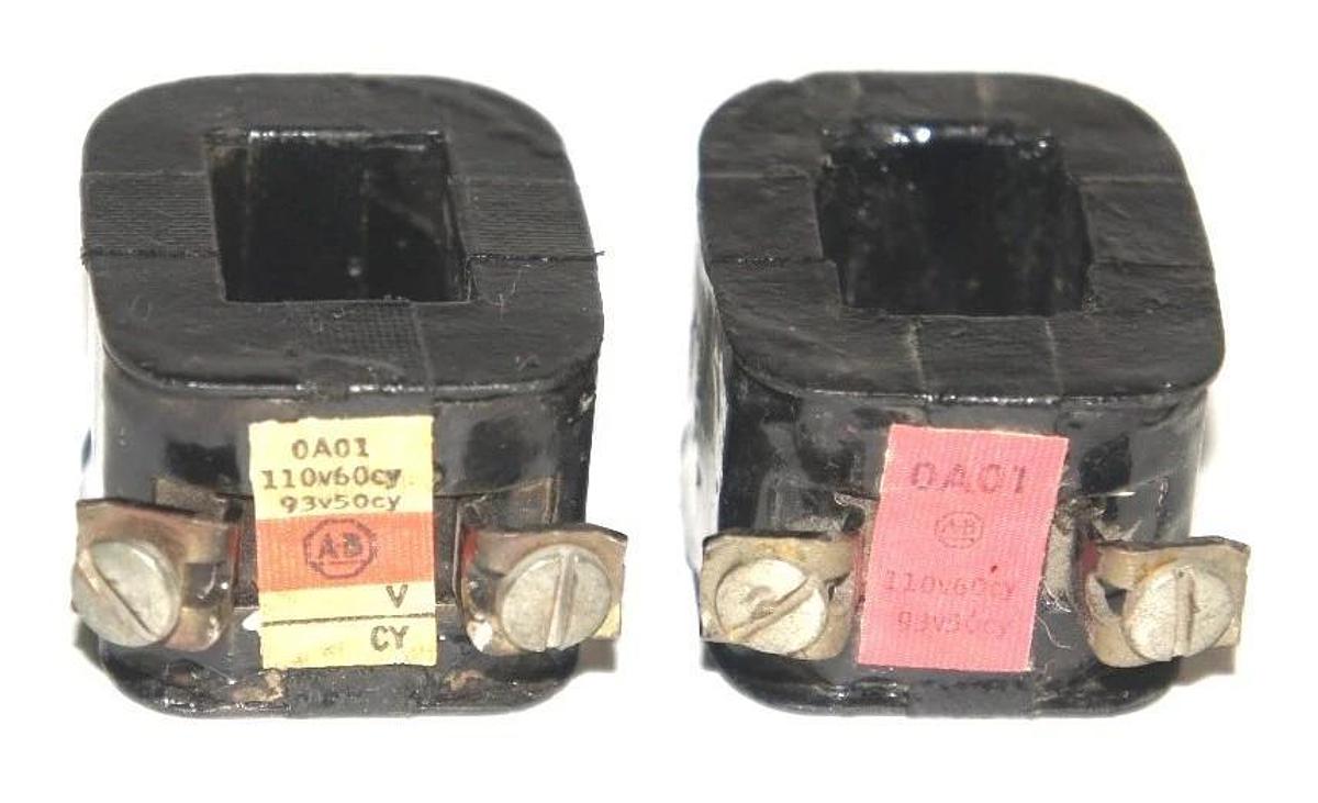 Used LOT OF 2 ALLEN BRADLEY 0A01 COILS 93-110 V, 50/60 HZ, 0-A01