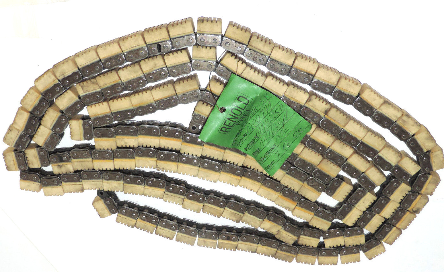 Used NEW RENOLD AS1603/2750 11 FT RUBBER COATED CHAIN W/ THREE SPARE LINKS AS16032750