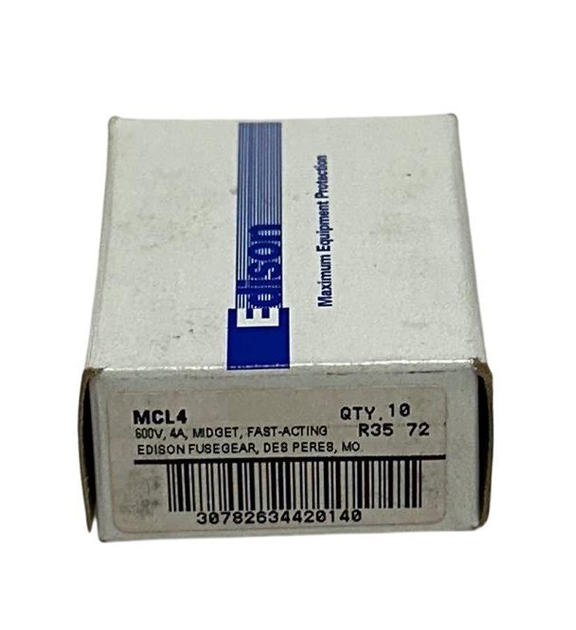 Used 10 EATON EDISON MCL4 MIDGET FAST-ACTING FUSES 600VAC 4A MCL SERIES NSMP
