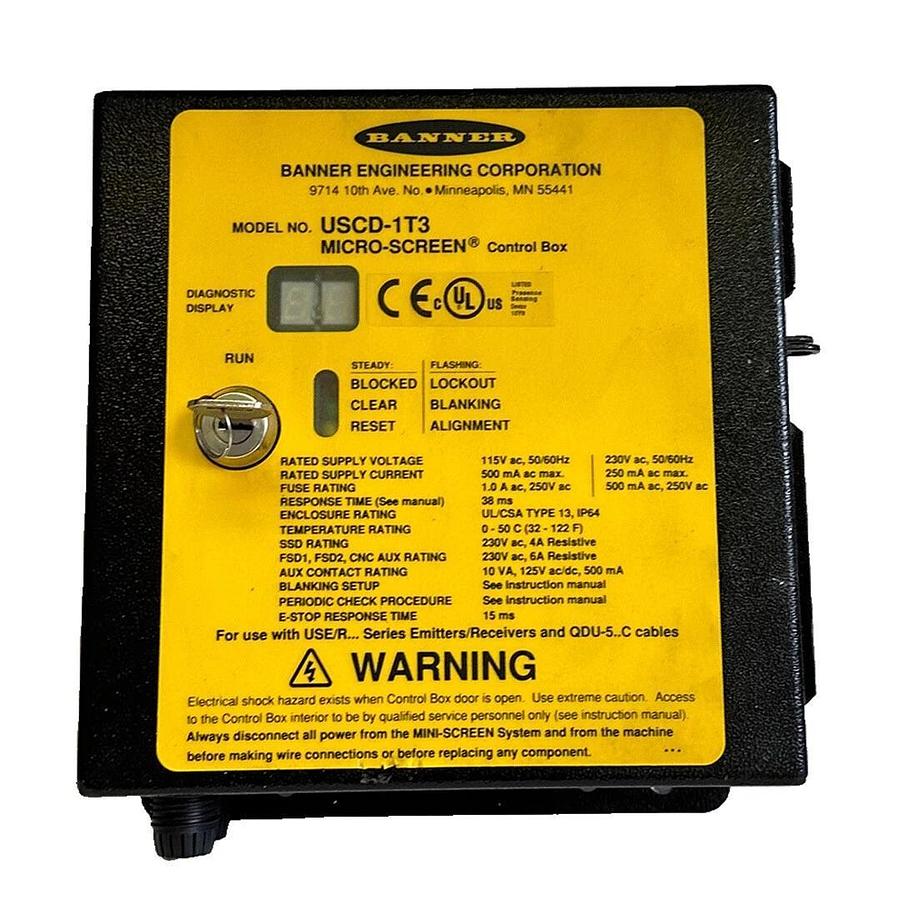 Used BANNER USCD-1T3 / USCD1T3 MICRO-SCREEN CONTROL BOX MSA-RM-2 MSA-PSD-1 50/60Hz
