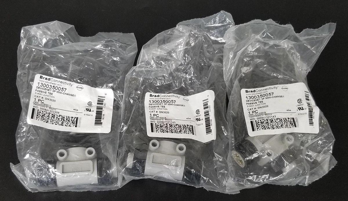 Used LOT OF 3 NEW BRAD CONNECTIVITY 1300350057 3-WAY PASSIVE TEES DN3020