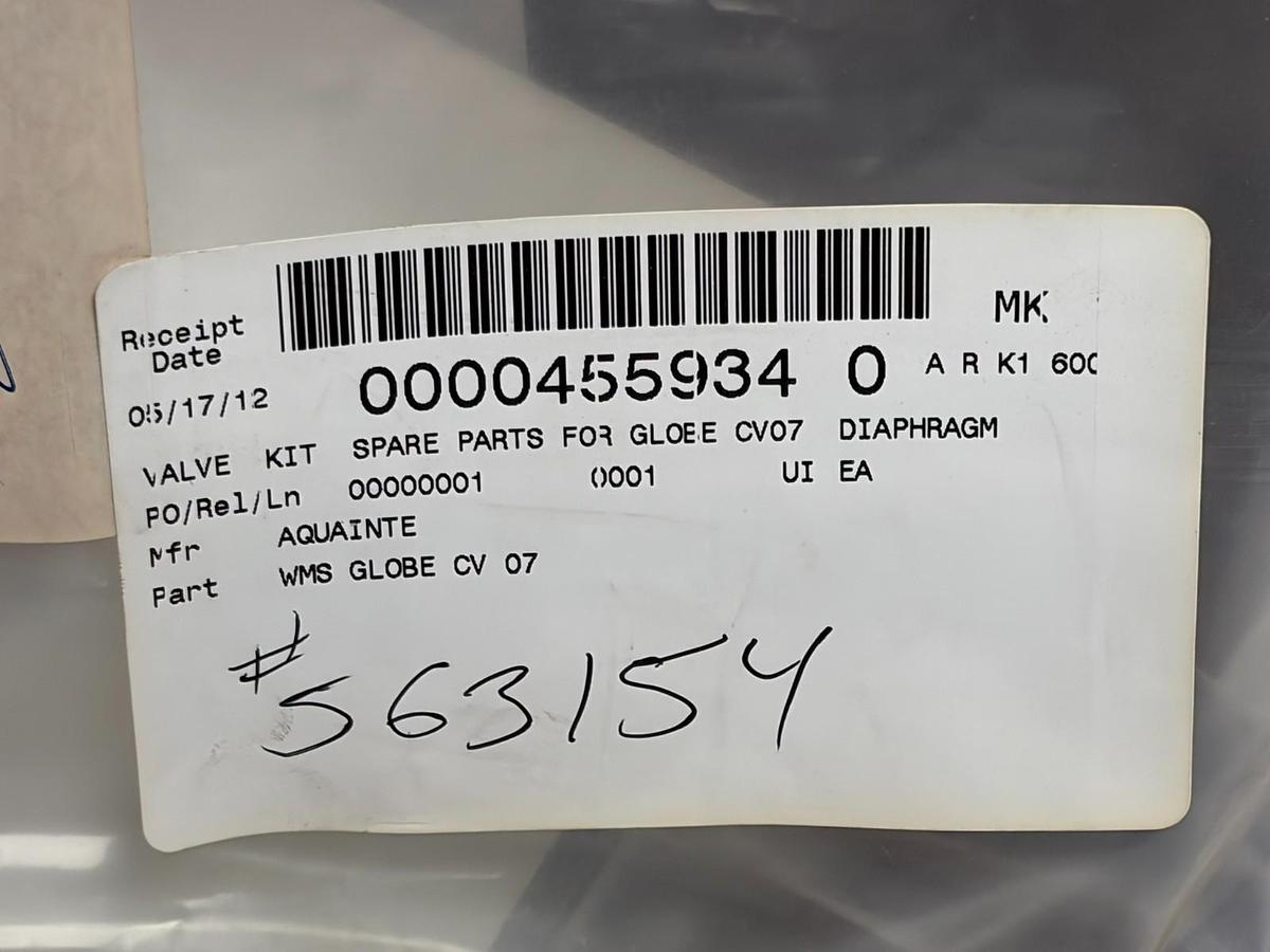 Used Aquainte WMS Globe CV 07 Control Valve Kit Replacement Diaphragm 0000455934