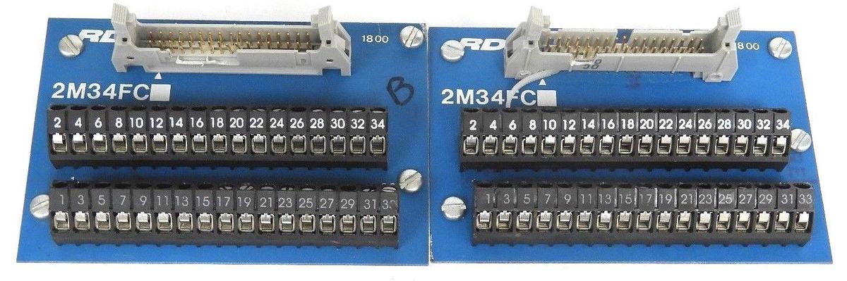Used LOT OF 2 RDI 2M34FC TERMINAL BLOCK INTERFACE MODULES 10AMP 300V 620-0999 REV. 2