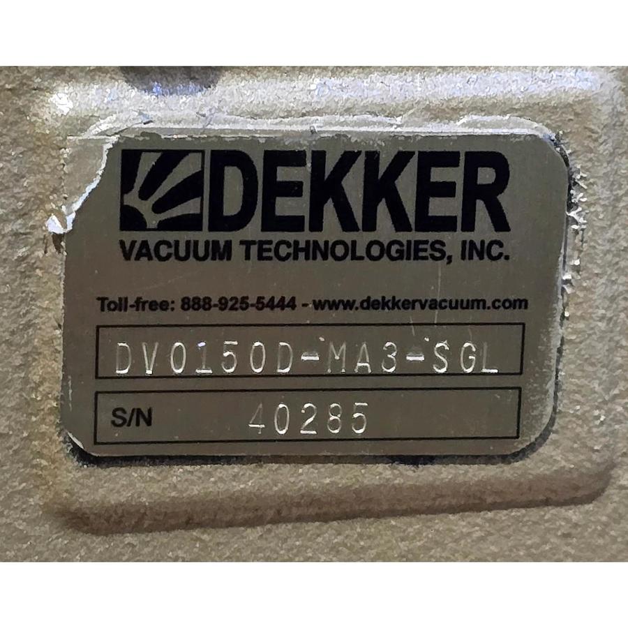 DEKKER DV0150D-MA3-SGL LIQUID RING VACUUM PUMP 10HP, 150cfm, 230/460V, 1" IN/OUT