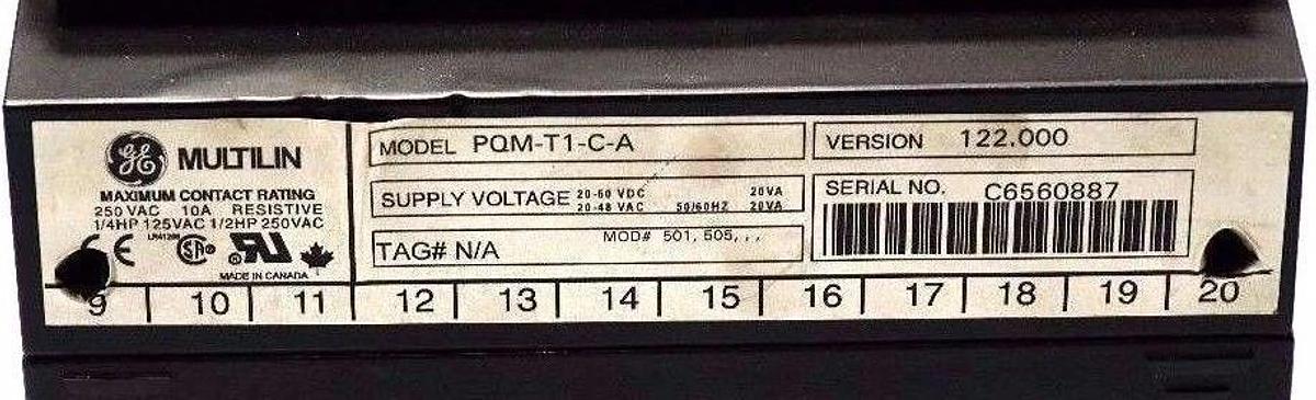 Refurbished REPAIRED GE MULTILIN PQM-T1-C-A VER. 122.000 POWER QUALITY METER PMQT1CA