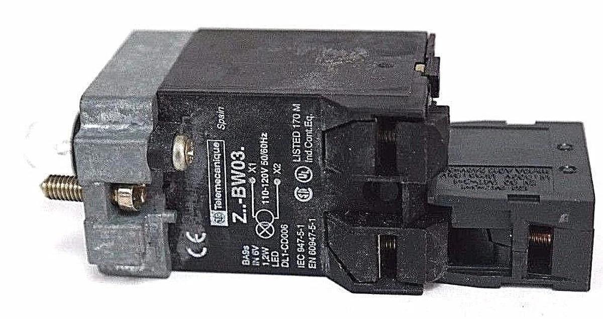 Used NIB TELEMECANIQUE ZB2BW031 25317 LIGHT MODULE 120VAC TRANSF W/ ZB2-BE101 CONTACT