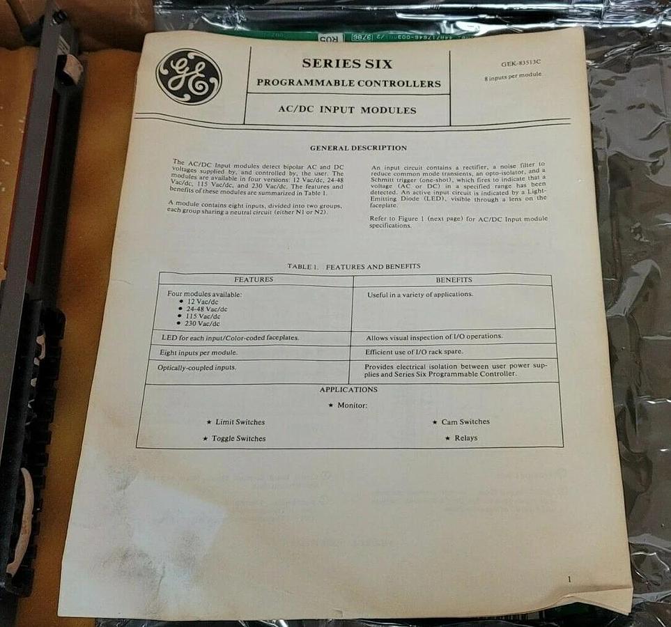 Used NIB GE FANUC IC600YB802B INPUT MODULE 48VAC W/ IC600FP802A FACEPLATE