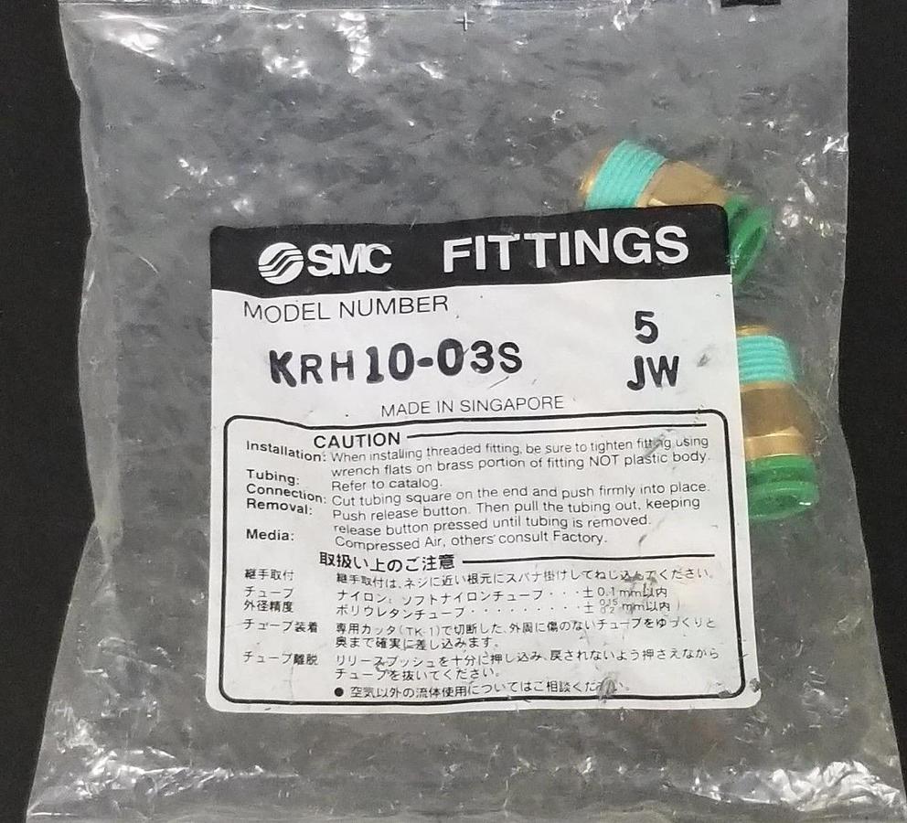 Used BAG OF 5 NEW SMC KRH10-03S FITTINGS KRH1003S