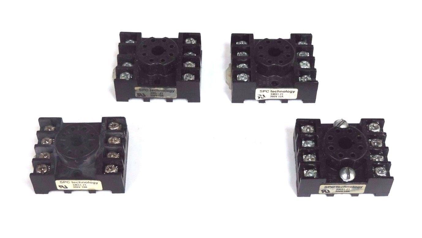 Used LOT OF 4 SPC TECHNOLOGIES SMS1-21 RELAY SOCKETS 300V 10A SMS121