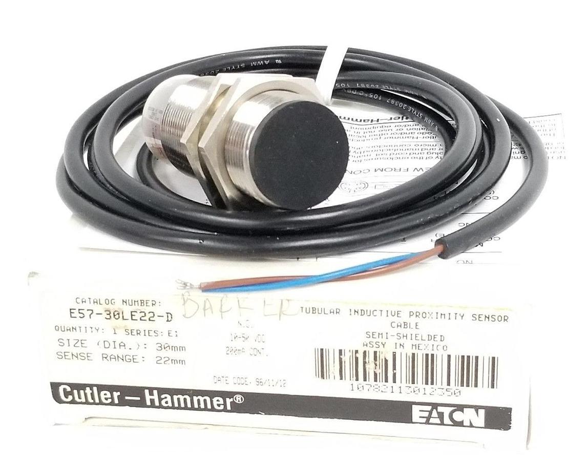 Used NIB EATON CUTLER-HAMMER E57-30LE22-D TUBULAR INDUCTIVE PROX. SENSOR SER. E1