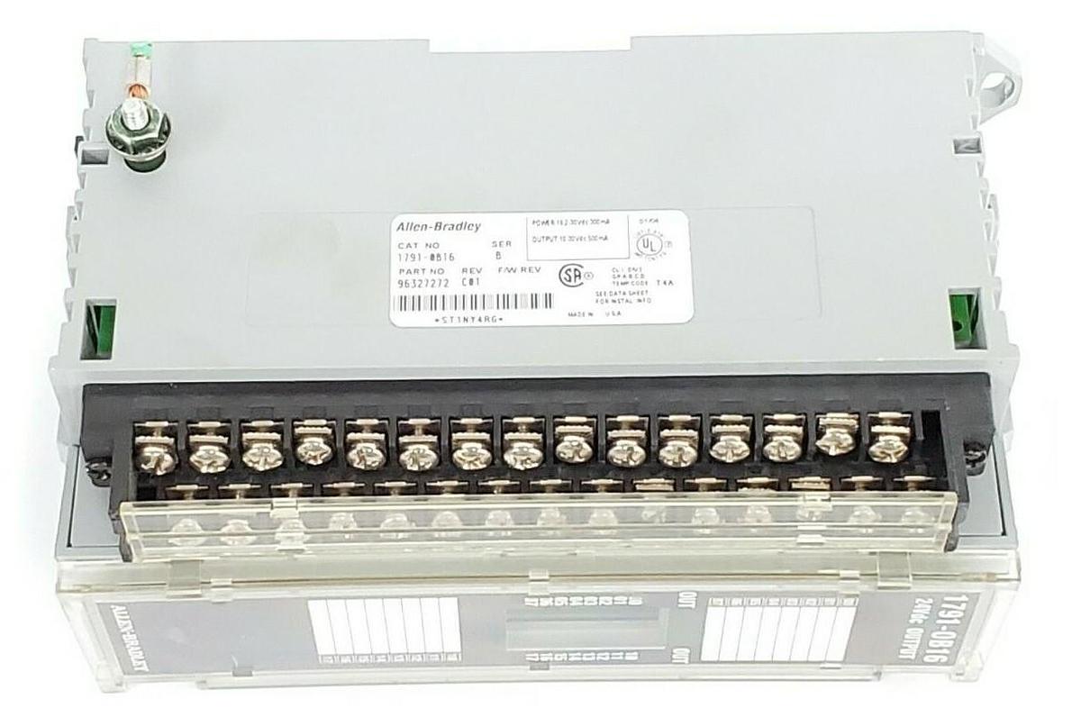 Used ALLEN BRADLEY 1791-0B16 I/O BLOCK 17910B16 SER. B REV. C01, 24VDC, P/N: 96327272