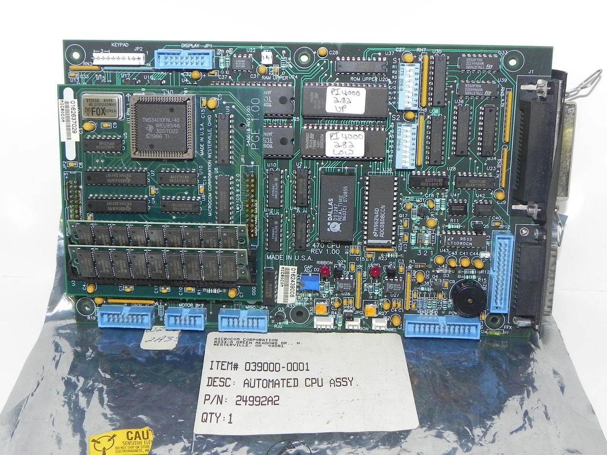 Used MICROCOM 540019 REV 1.00 AUTOMATED CPU ASSY. 039000-0001 P/N: 2499202