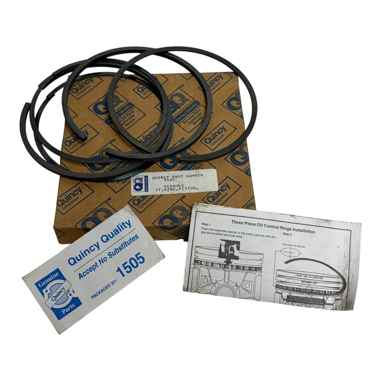 Used Genuine Quincy 7595 Piston Ring Set Air Compressor Replacement Kit - New