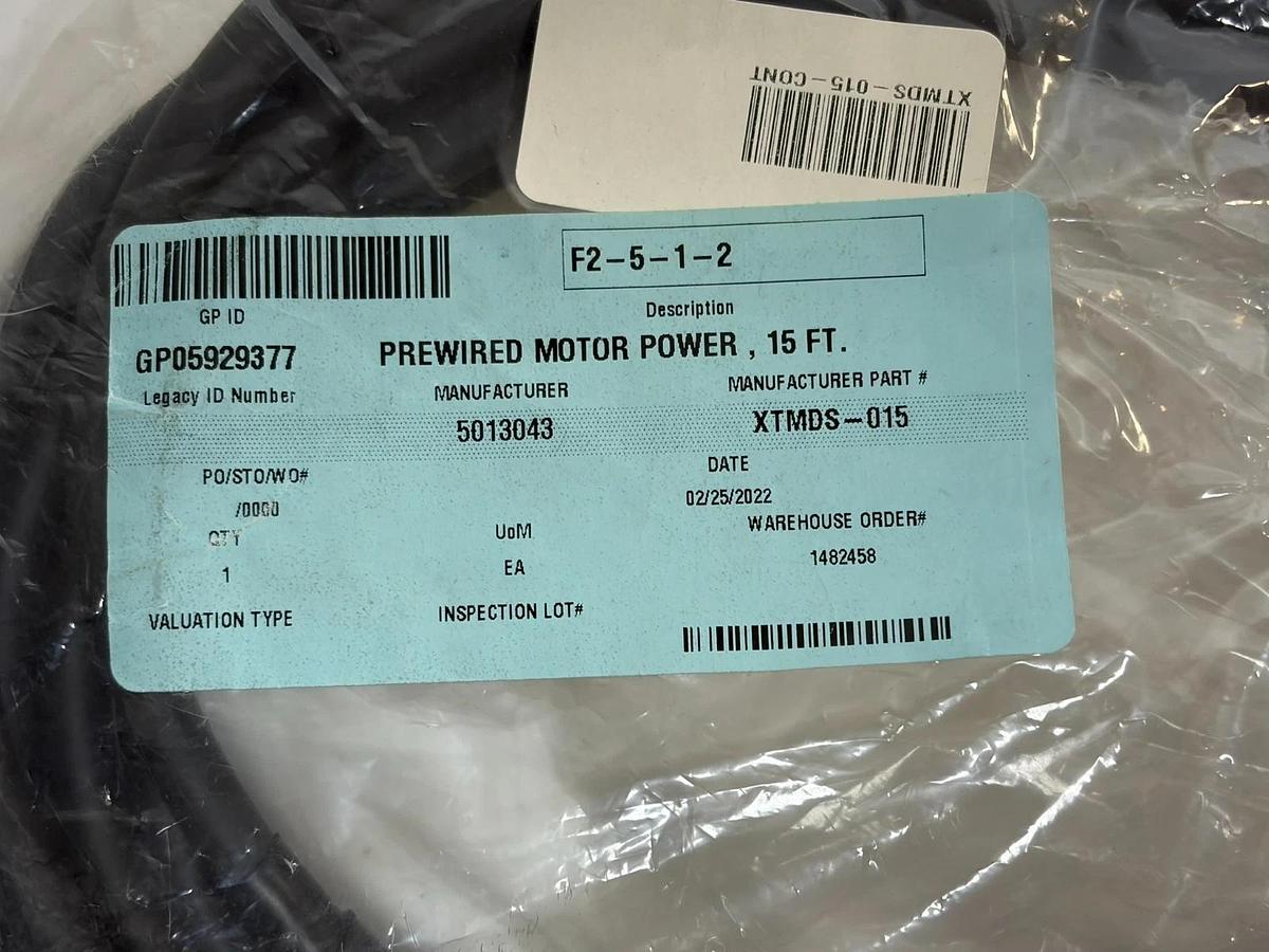 Nidec XTMDS-015 Prewired Motor Power Cable 15 FT New Surplus