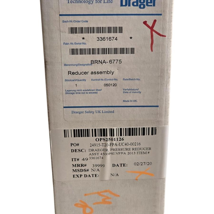 Used Drager Draeger 3361674 | BRNA-6775 Pressure Reducer Assembly 4500 PSI NFPA 2013