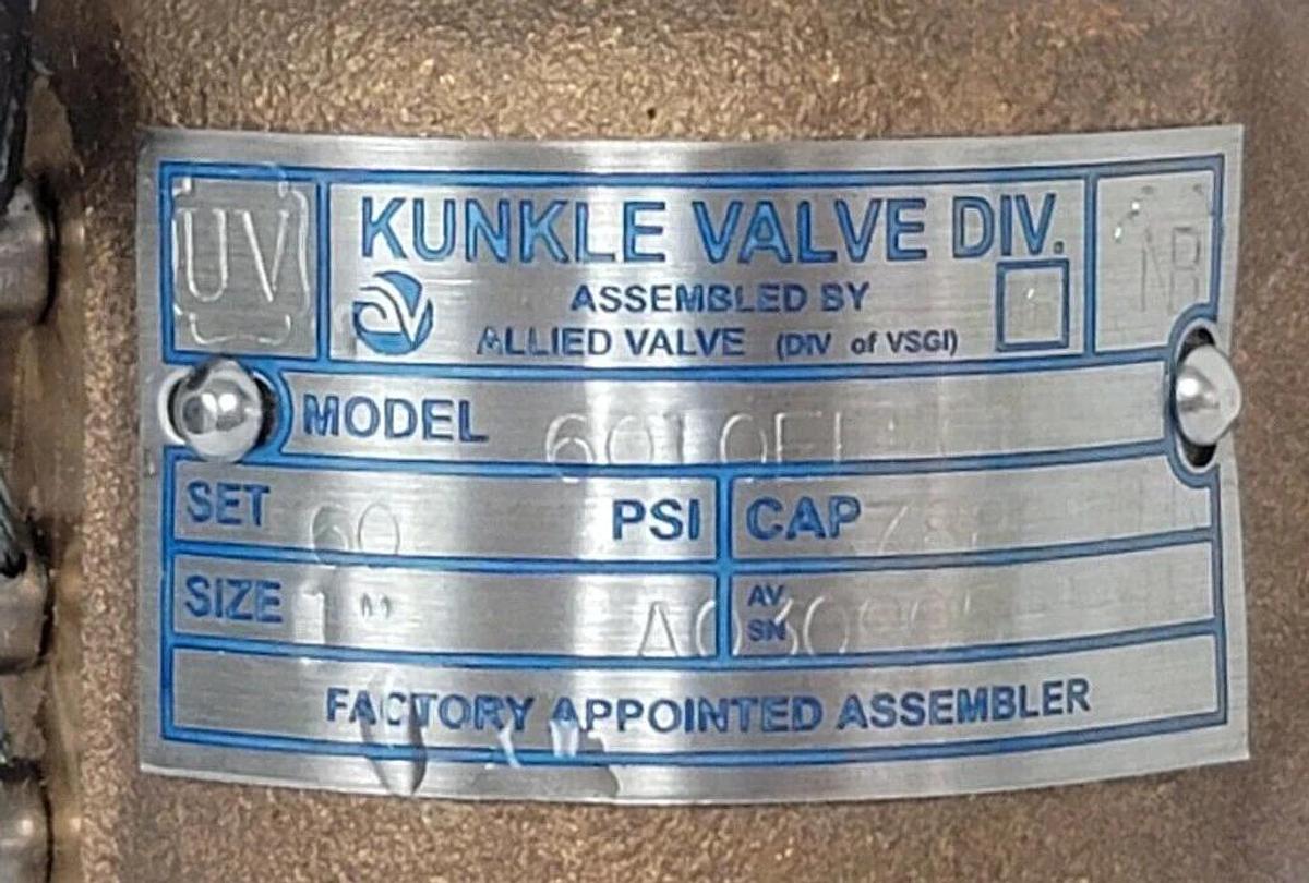Used NIB KUNKLE 6010EEM01-AM0040 SIZE: 1'' STEAM RELIEF VALVE