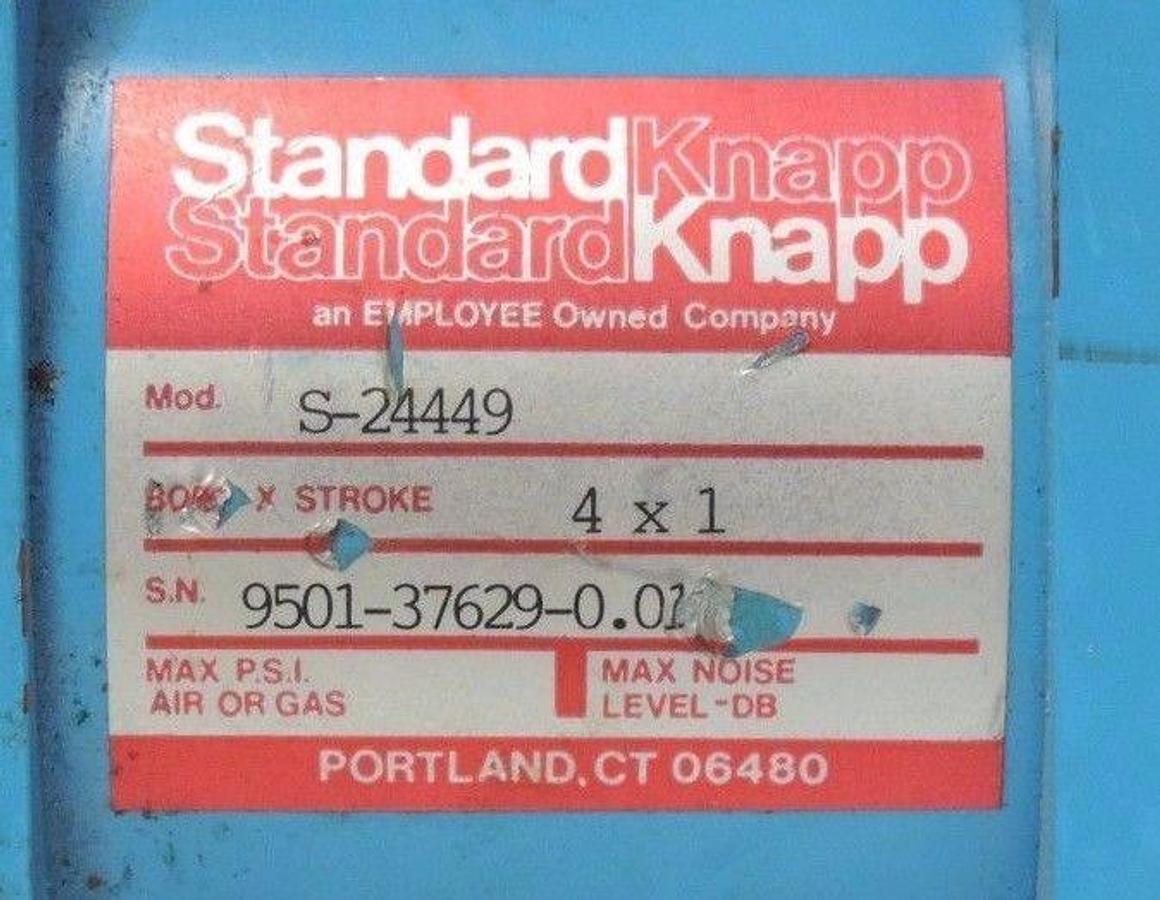 Used STANDARD KNAPP S-24449 CYLINDER 4" BORE 1" STROKE S24449