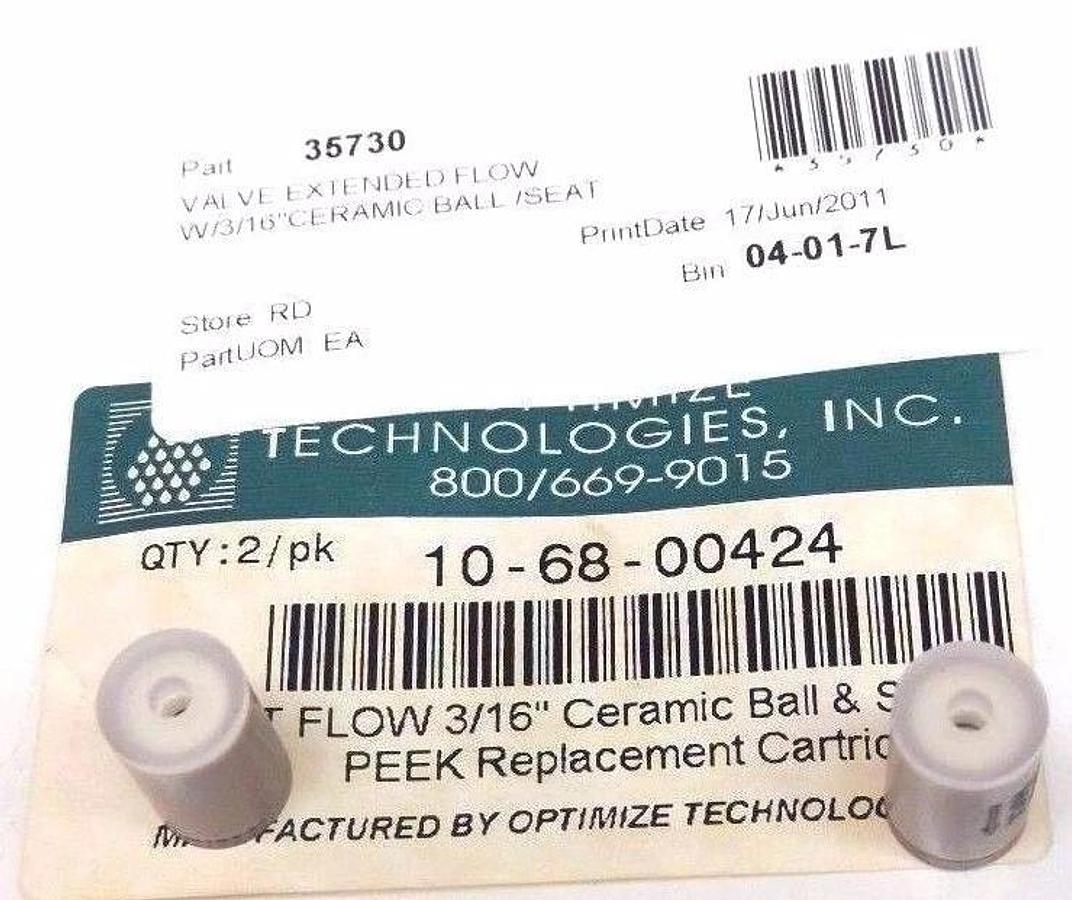 Used NEW OPTIMIZE TECHNOLOGIES 10-68-00424 EXT FLOW 3/16'' CERAMIC BALL & SEAT