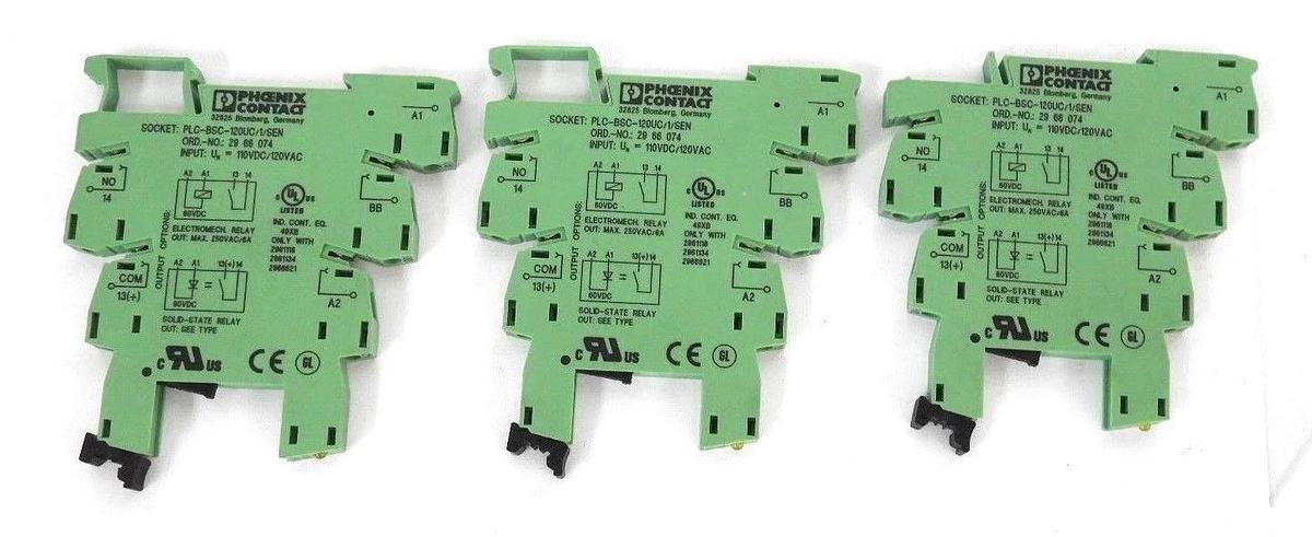 Used LOT OF 3 PHOENIX CONTACT PLC-BSC-120UC/1/SEN ART. NR. 2966074