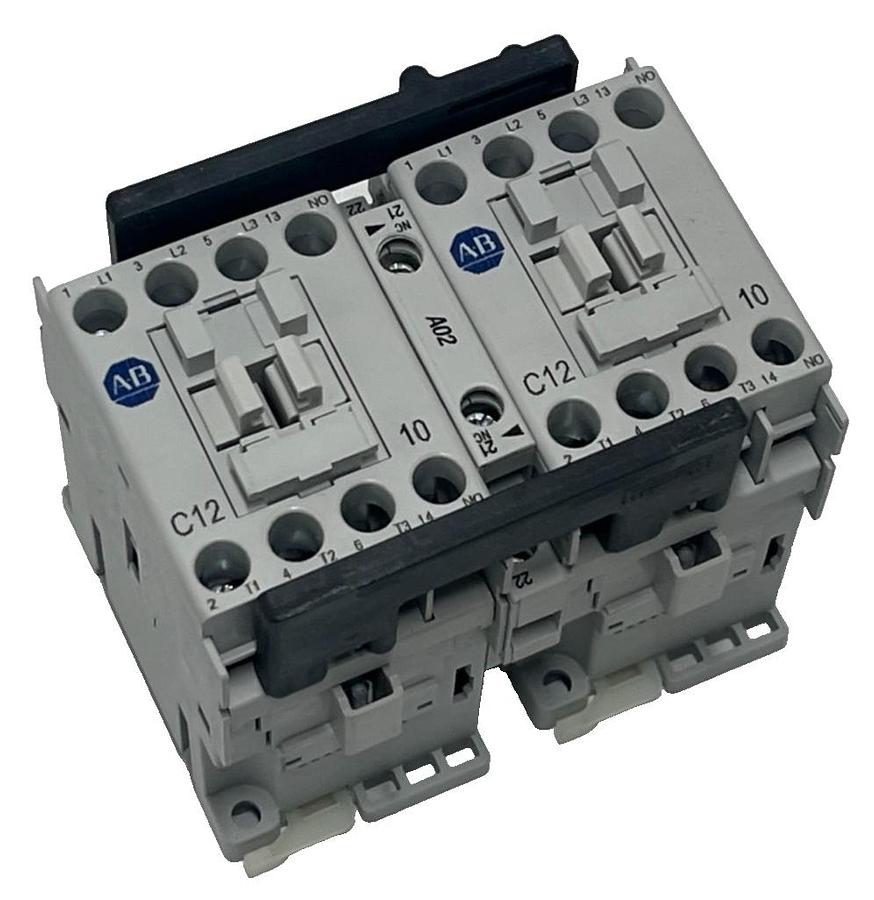 Used Allen-Bradley 104-C12D22 Ser B IEC Reversing Contactor 12A 110/120V AC Coil NSMP
