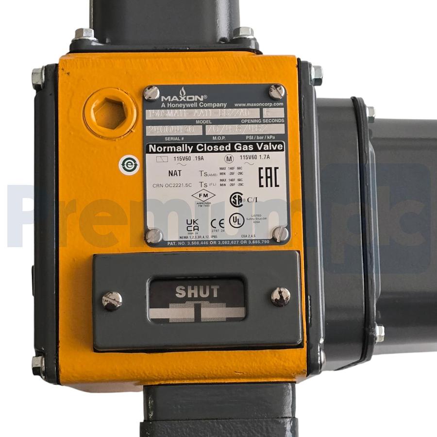 Used Honeywell Maxon 150SMA11-AA11-BB22A0 1.5" N/C Gas Shut-Off Valve 115V VOS2/VCS2